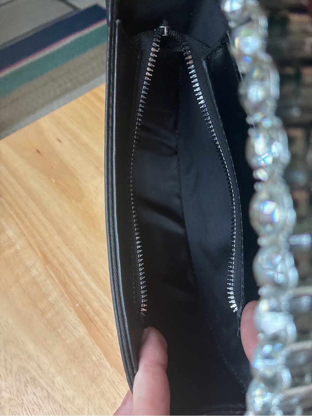 Crystal-Handle Black Semi-Circle Evening Clutch - Picture 10 of 10